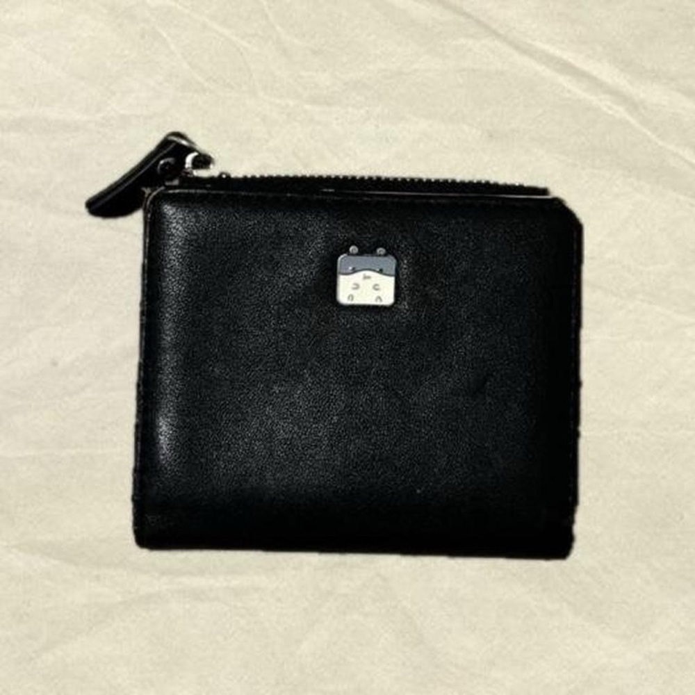 black feax leather wallet